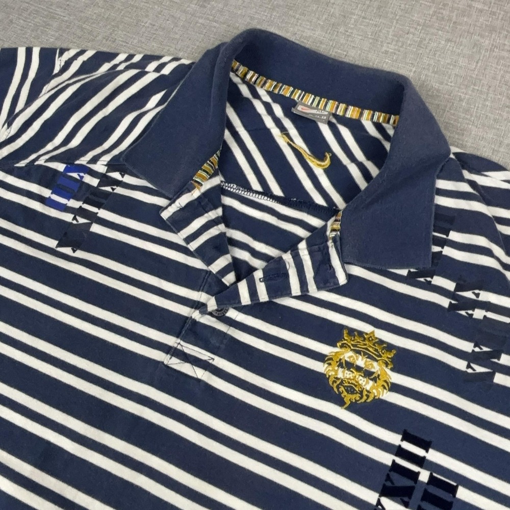 Vintage Lebron Nike Polo Shirt Mens XL Blue Striped Short Sleeve Y2K